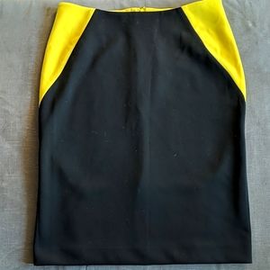 Black and yellow color block pencil skirr